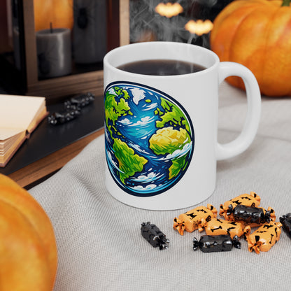 Earth Globe Ceramic Mug — Eco-Friendly World Map Coffee Cup (11oz & 15oz)