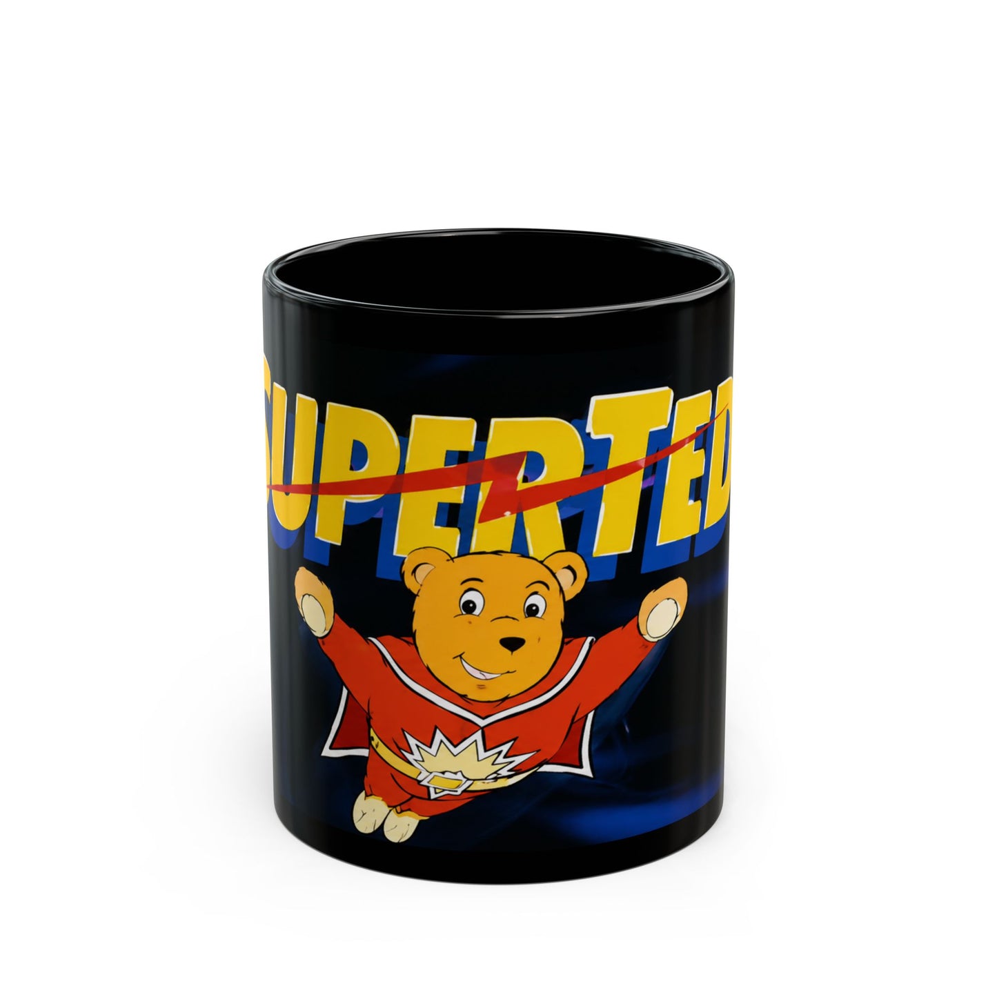Super Ted Superhero Mug — Cute Vintage Cartoon Coffee Cup (11oz, 15oz)