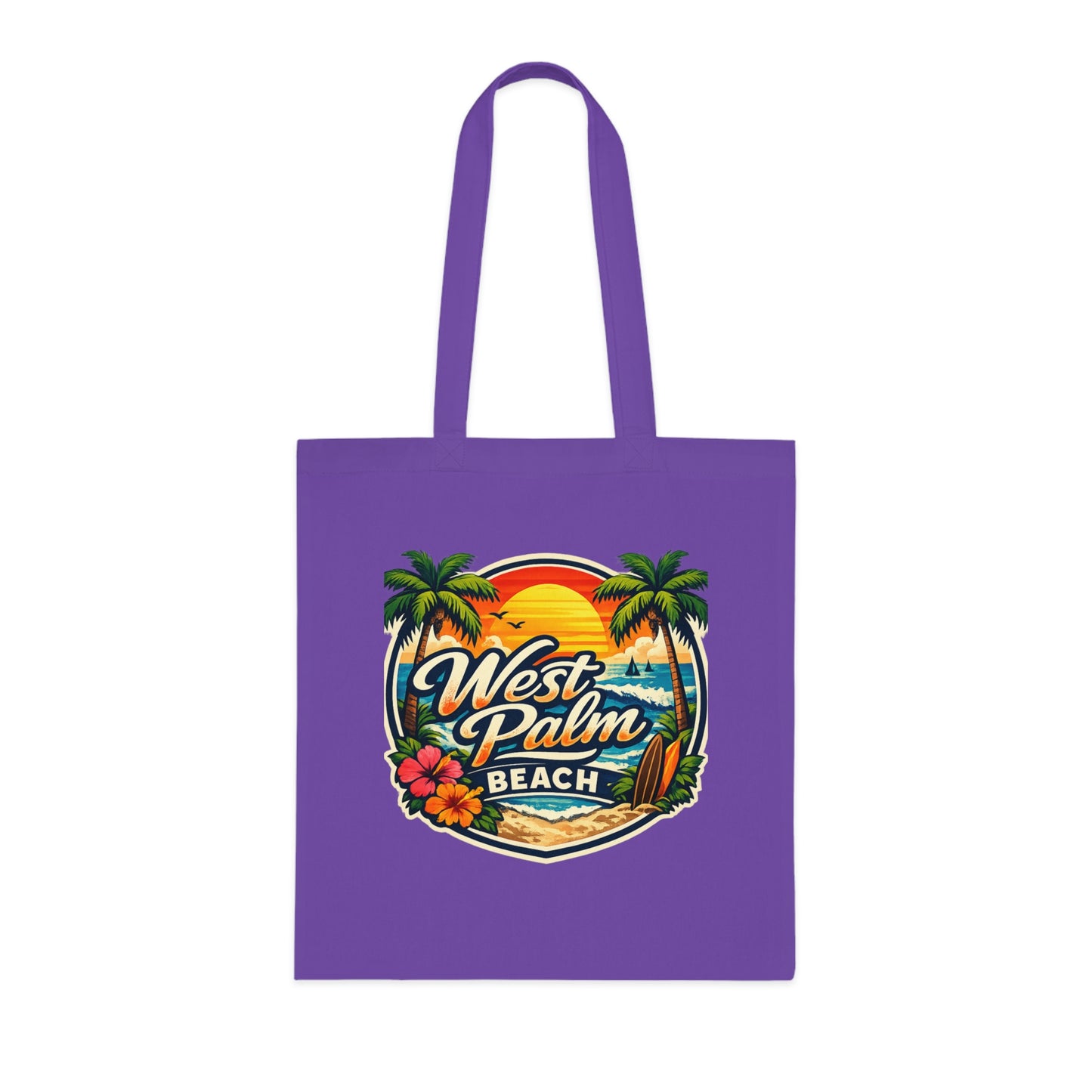 Rio de Janeiro / West Palm Beach Beach Tote — Retro Tropical Cotton Tote Bag