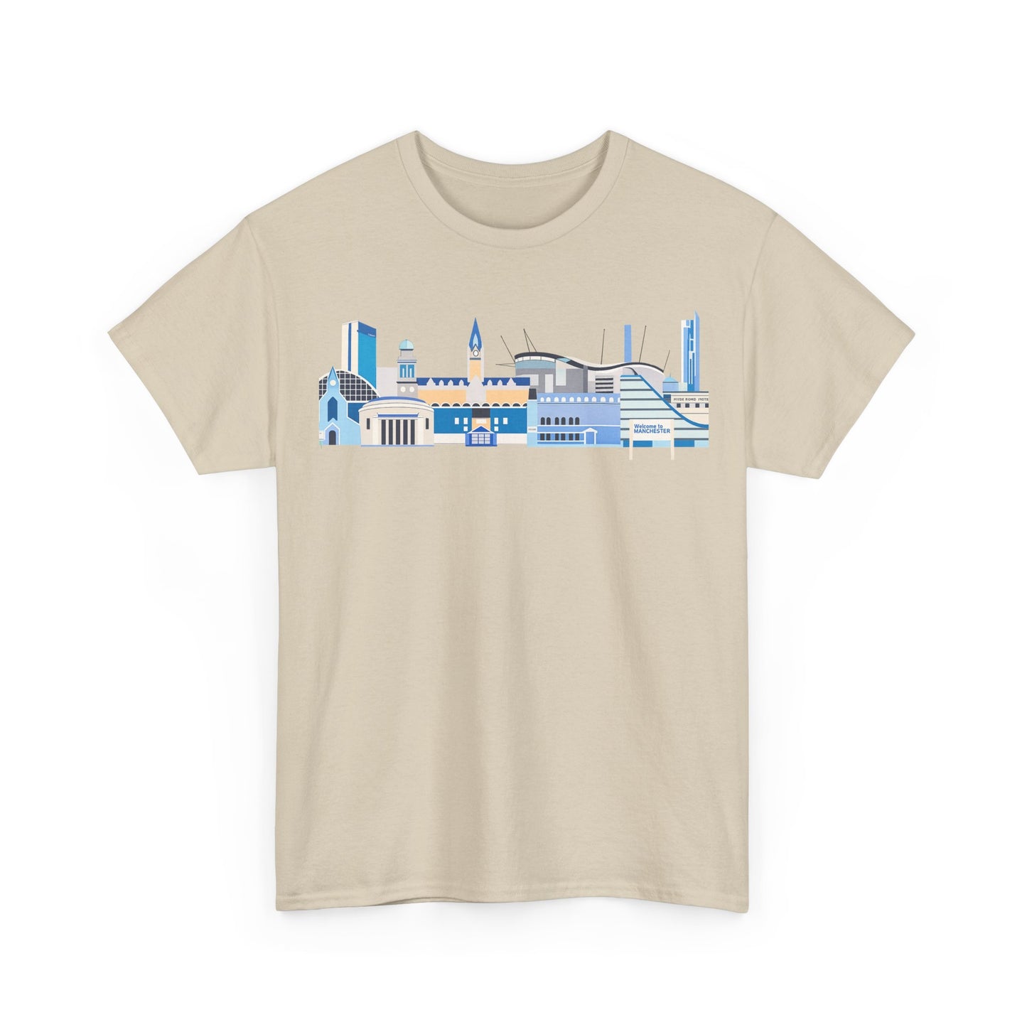 Manchester City Skyline Tee — Minimal Blue Urban Landscape T‑Shirt