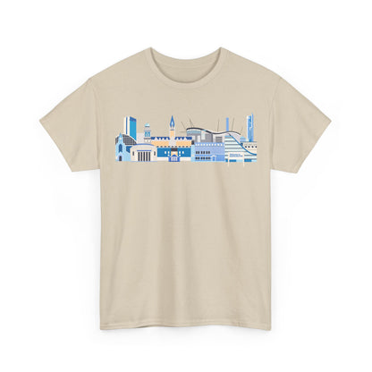 Manchester City Skyline Tee — Minimal Blue Urban Landscape T‑Shirt