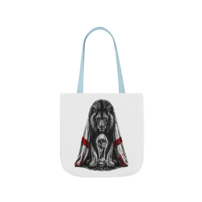 England Lion Guardian Canvas Tote — Protective Lion & Cub Illustration Tote Bag