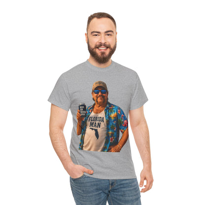 Florida Man Graphic Tee — Funny Vacation Shirt with Hawaiian Shirt Design