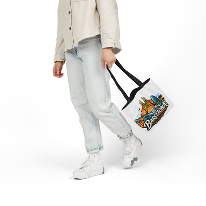 Barcelona Skyline Canvas Tote Bag — Colorful Travel Souvenir Tote