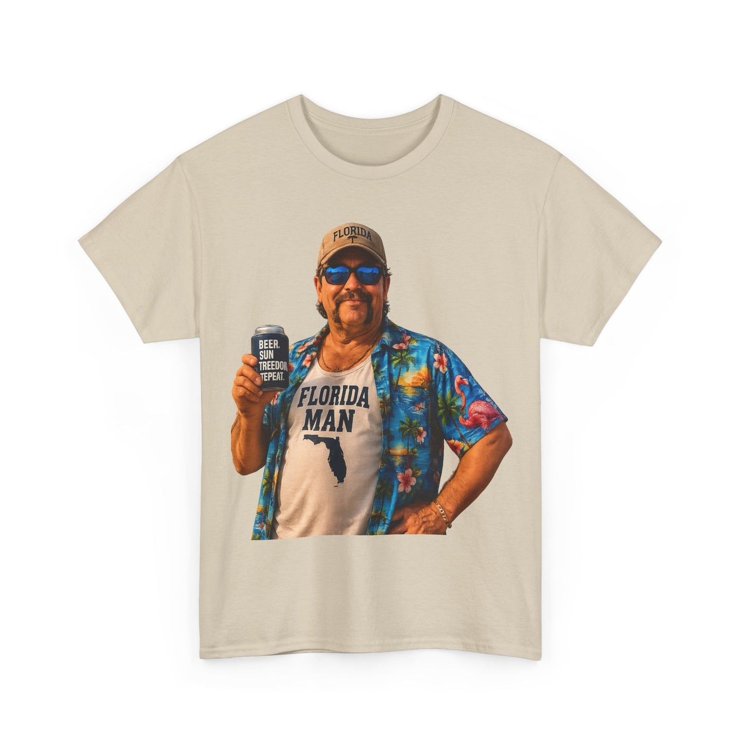 Florida Man Graphic Tee — Funny Vacation Shirt with Hawaiian Shirt Design