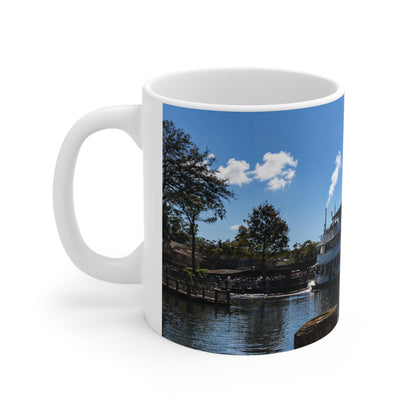 Magic Kingdom Steamboat River Scene Ceramic Mug — Scenic Paddlewheel Boat Coffee Cup (11oz/15oz)