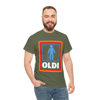 Oldi Retro Logo Tee — Funny Elderly Humour T-Shirt