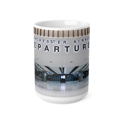 Manchester Airport Departures Terminal 2 Ceramic Coffee Cup (11oz & 15oz)