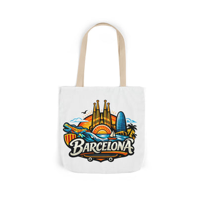 Barcelona Skyline Canvas Tote Bag — Colorful Travel Souvenir Tote