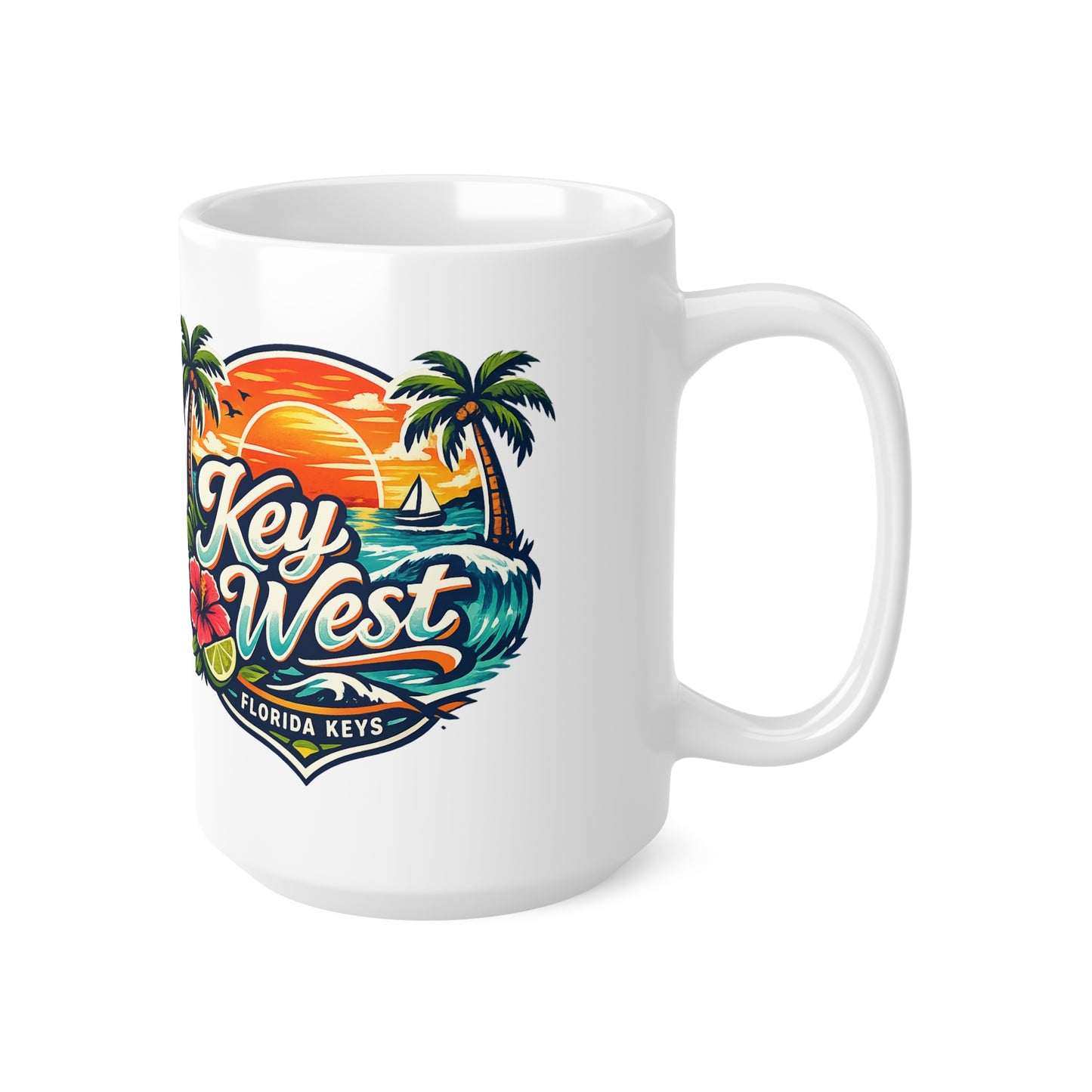 Key West Florida Keys Ceramic Coffee Cups, 11oz, 15oz