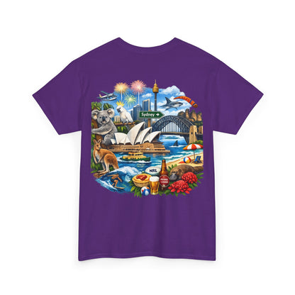 T-Shirt — Sydney Landmark Collage Tee (Opera House, Harbour Bridge, Koala & Beach Scene)