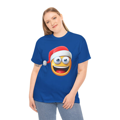 Christmas Emoji T-Shirt — Santa Hat Smiley Holiday Tee