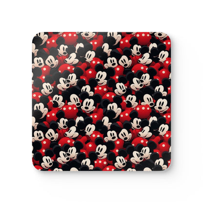Mickey Mouse Pattern Cork Coaster Set — Retro Cartoon Drink Coasters (4-Pack)