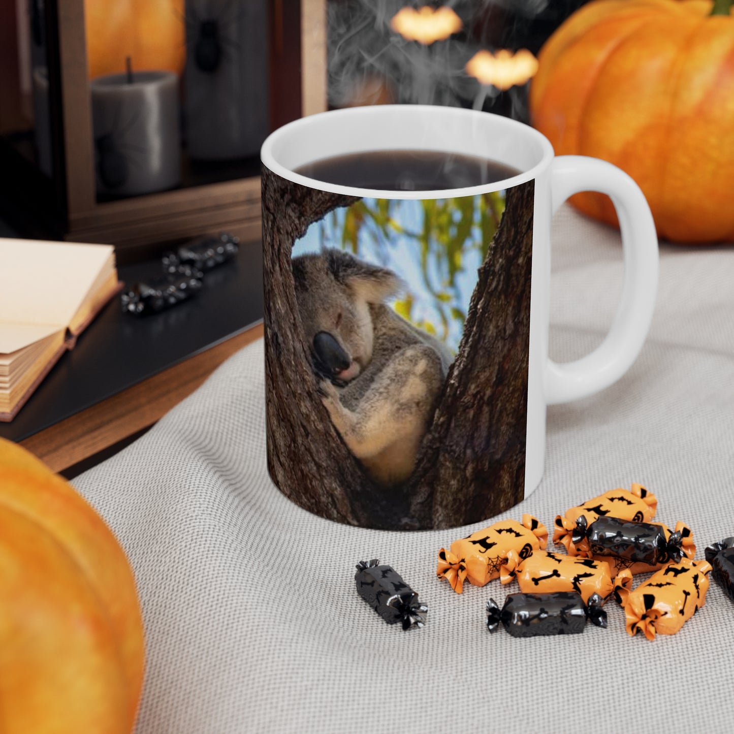 Koala in Tree Ceramic Coffee Mug — 11oz & 15oz Cute Wildlife Photo Mug
