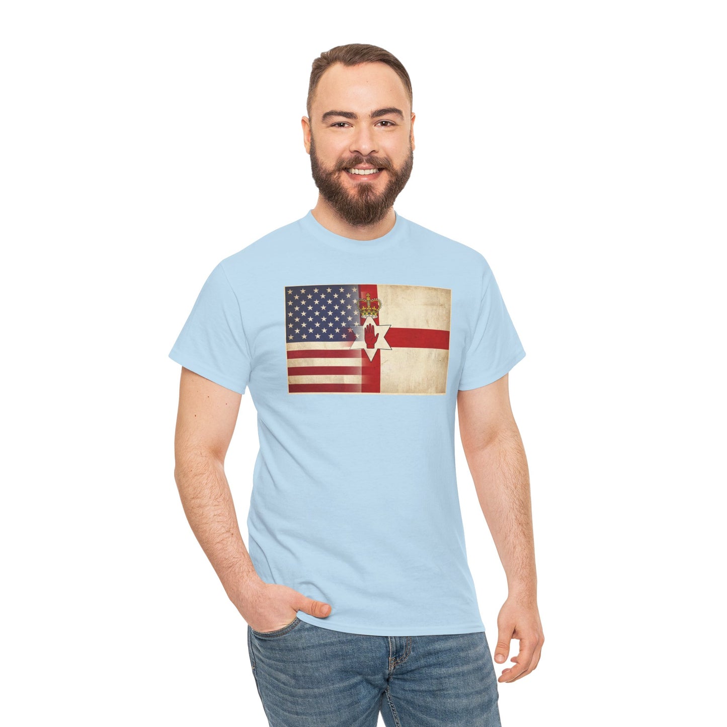 USA / Northern Ireland Flag T-Shirt – Vintage USA & Ulster Cross Tee
