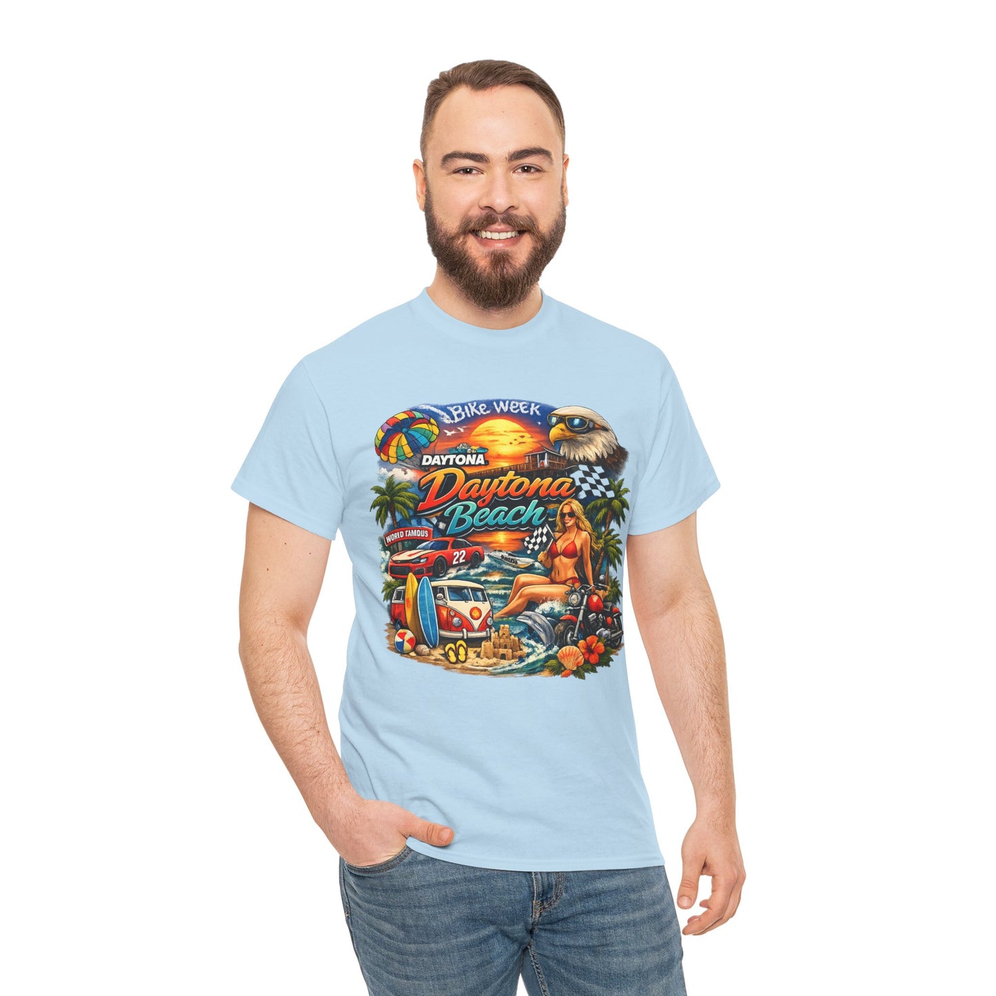 Daytona Beach Vintage Surf T-Shirt — Retro Sunset Palm Beach Tee
