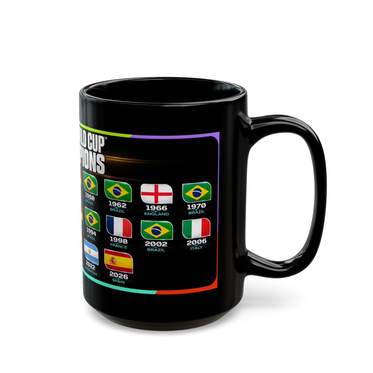 FIFA World Cup Champions Black Mug – All Winning Nations Timeline (11oz/15oz)