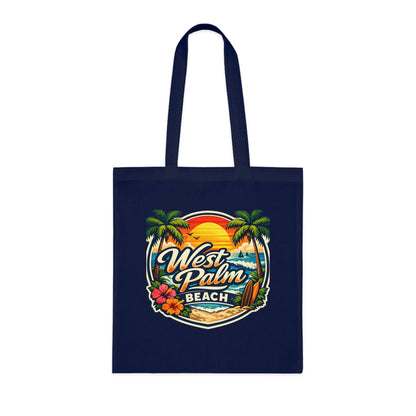 Rio de Janeiro / West Palm Beach Beach Tote — Retro Tropical Cotton Tote Bag