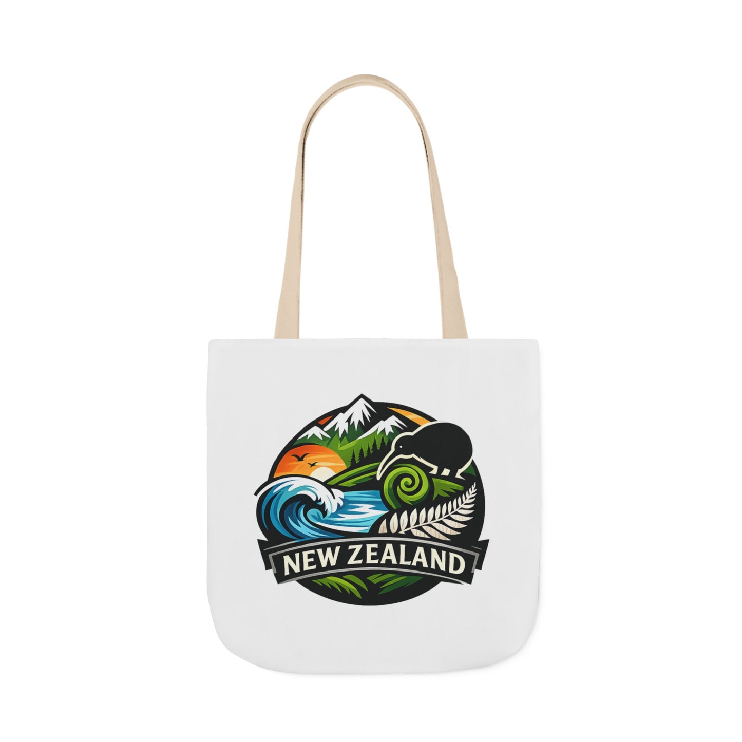 New Zealand Scenic Tote Bag — Kiwi, Mountains & Waves Canvas Tote