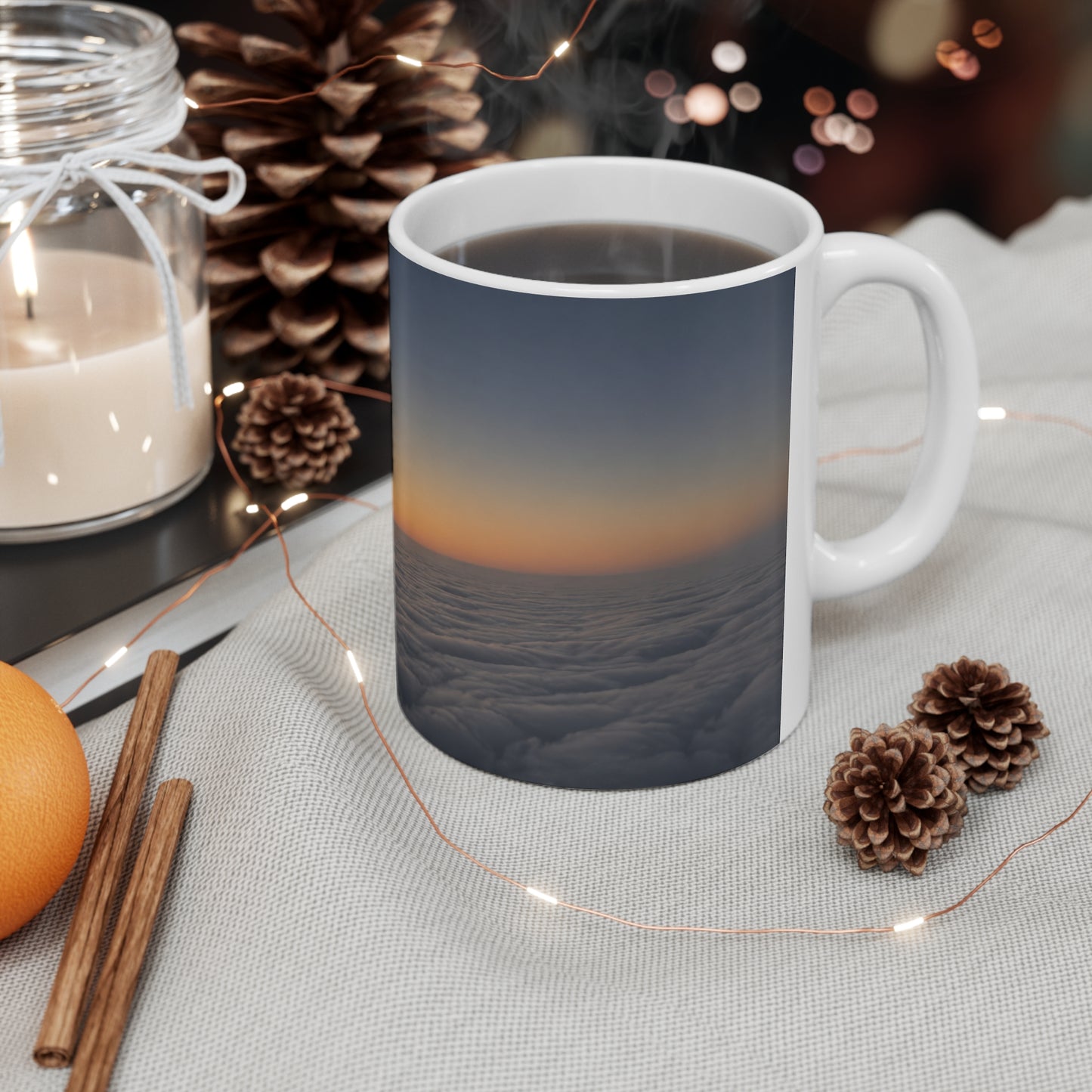 Aerial Sunset Plane Wing Ceramic Mug — Travel Coffee Cup (11oz, 15oz)