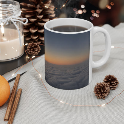 Aerial Sunset Plane Wing Ceramic Mug — Travel Coffee Cup (11oz, 15oz)