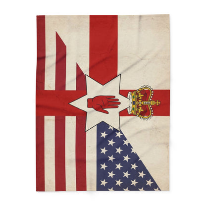 Northern Ireland & USA Flags Fleece Blanket — Vintage British/USA Ulster Flag Design