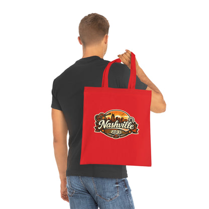 Nashville Retro Badge Tote Bag — Music City Souvenir Cotton Tote