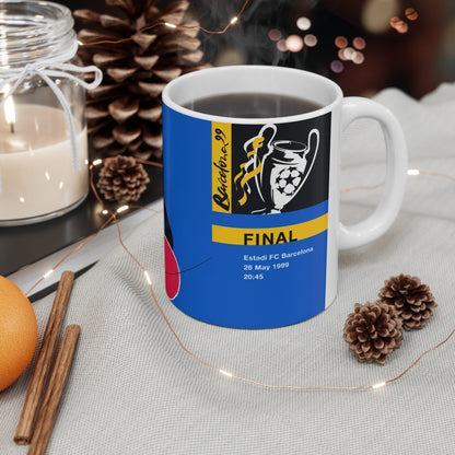 1999 Champions League FInal Programme Cover Inspired Coffee Mug — Ceramic Cup (11oz/15oz)