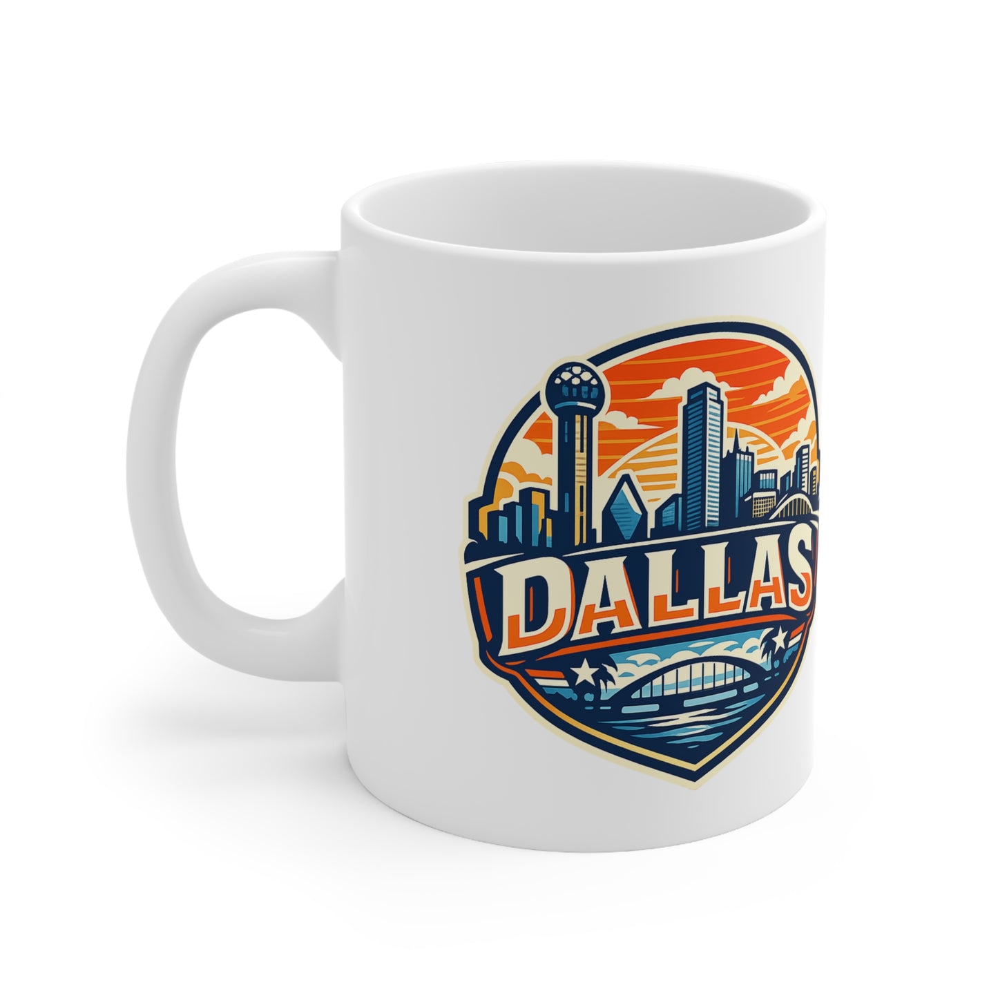 Dallas Skyline Ceramic Coffee Mug — Retro Cityscape 11oz & 15oz