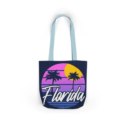 Florida Sunset Palm Tote Bag — Retro Beach Canvas Tote
