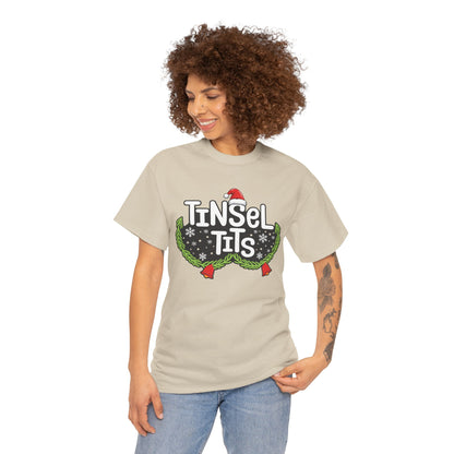 T-Shirt — "Tinsel Tits" Funny Christmas Wreath Holiday Tee