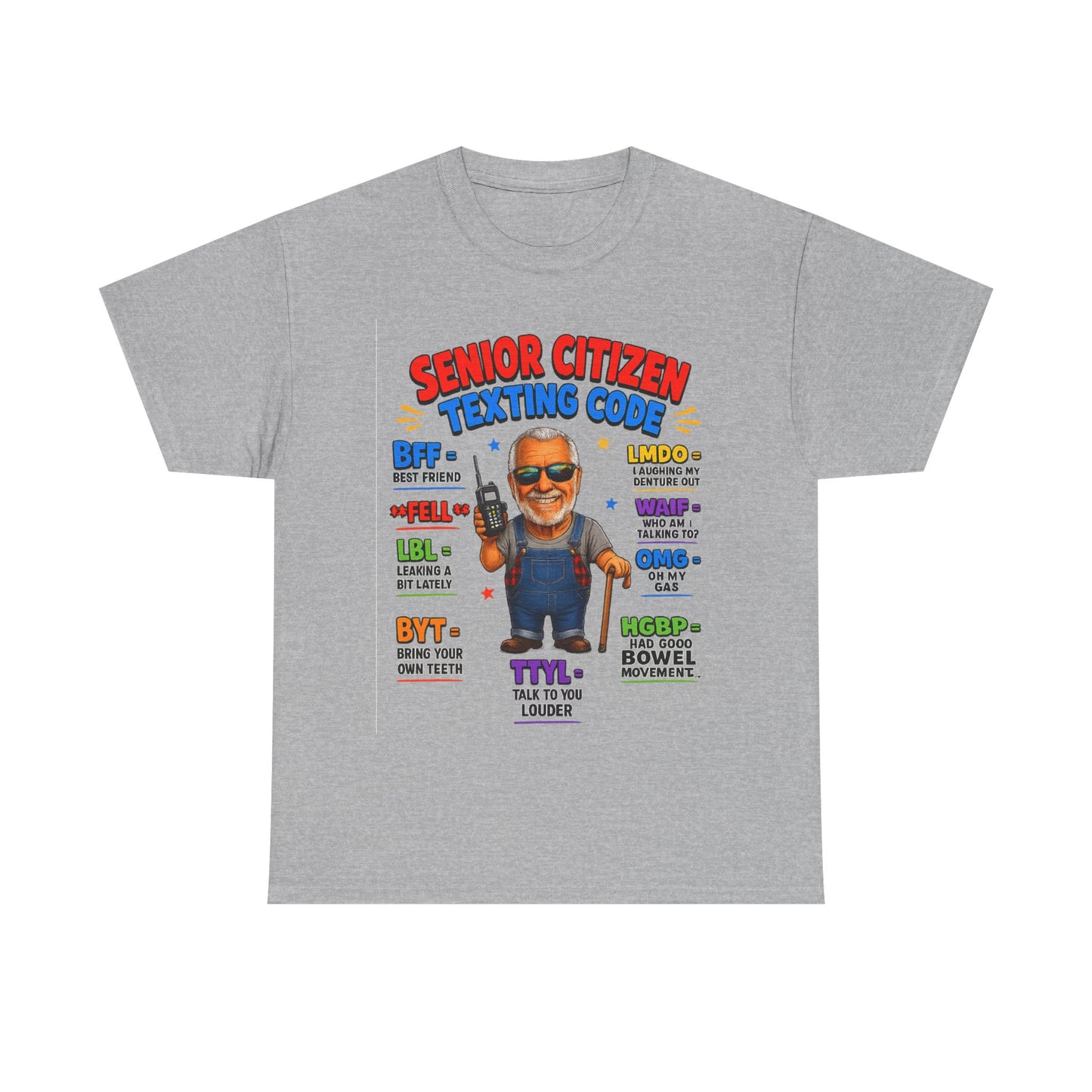 Senior Citizen Texting Code T-Shirt — Funny Grandpa Grandma Retirement Gift