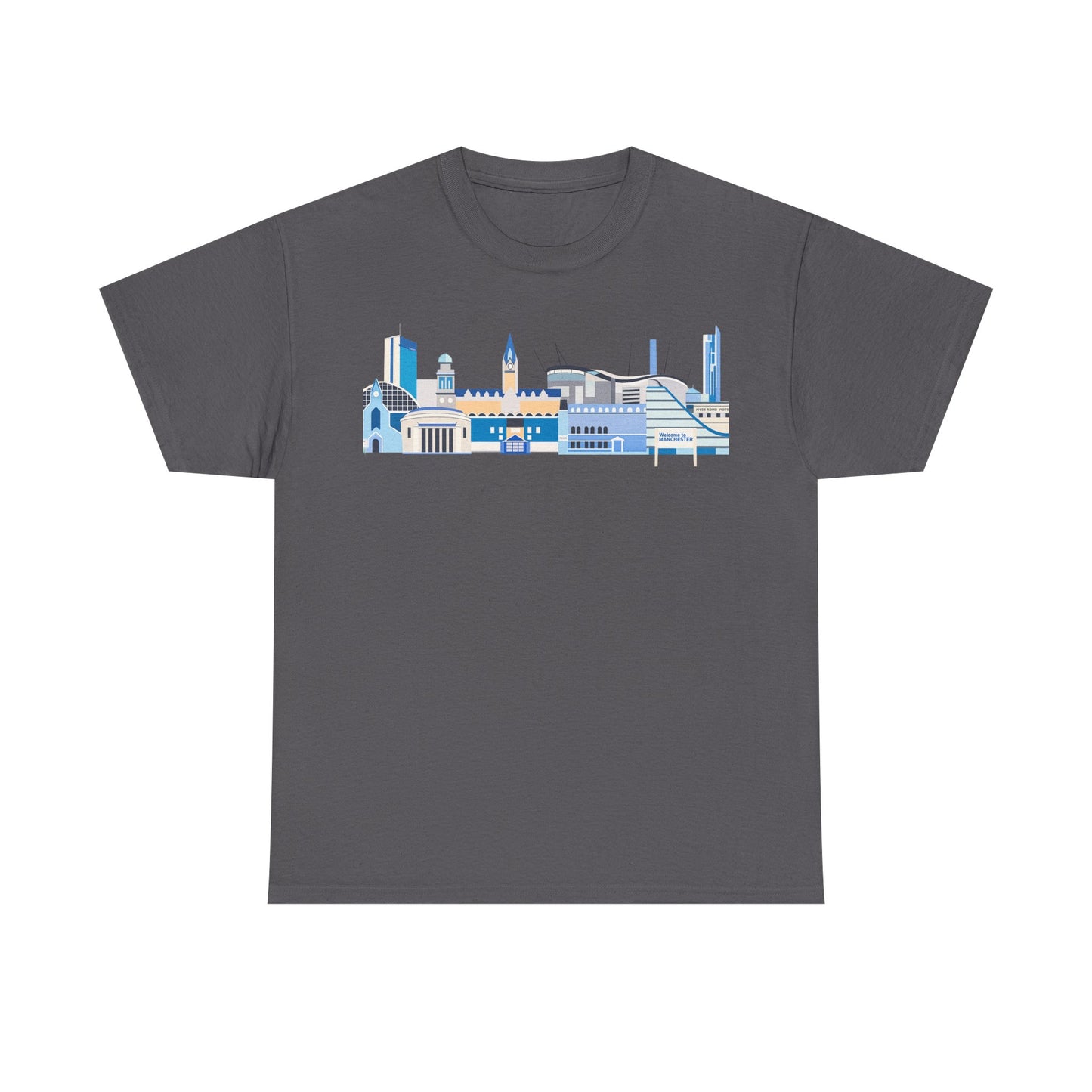 Manchester City Skyline Tee — Minimal Blue Urban Landscape T‑Shirt