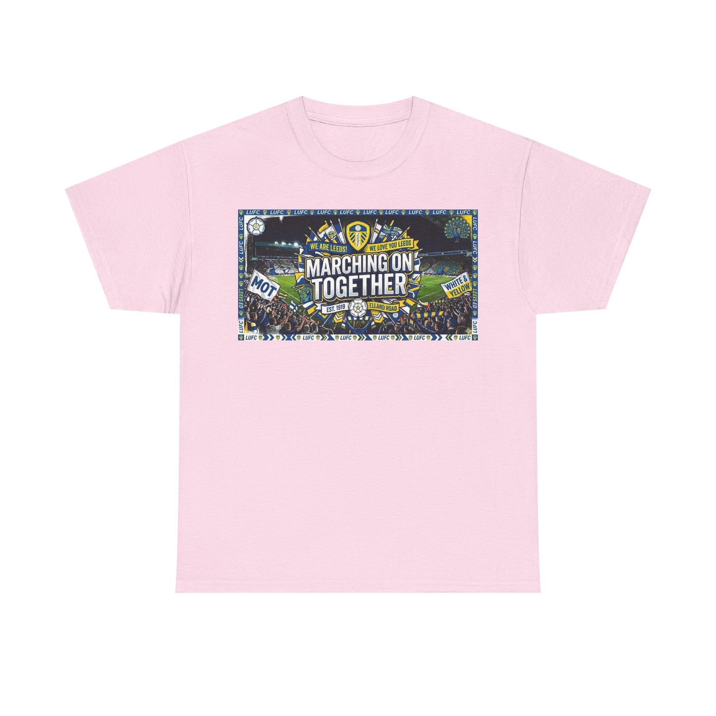 Leeds United T-Shirt — "Marching On Together" Fan Tee (Soccer Supporter Graphic)