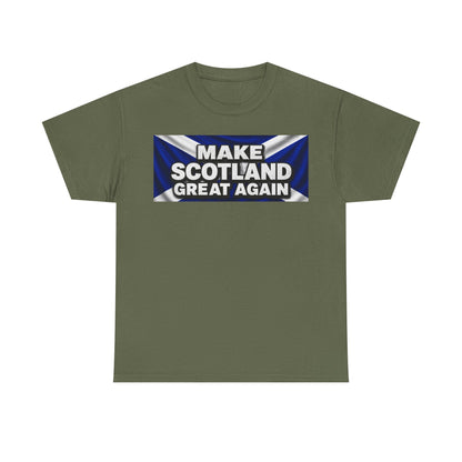 Make Scotland Great Again T‑Shirt — Scottish Flag Slogan Tee