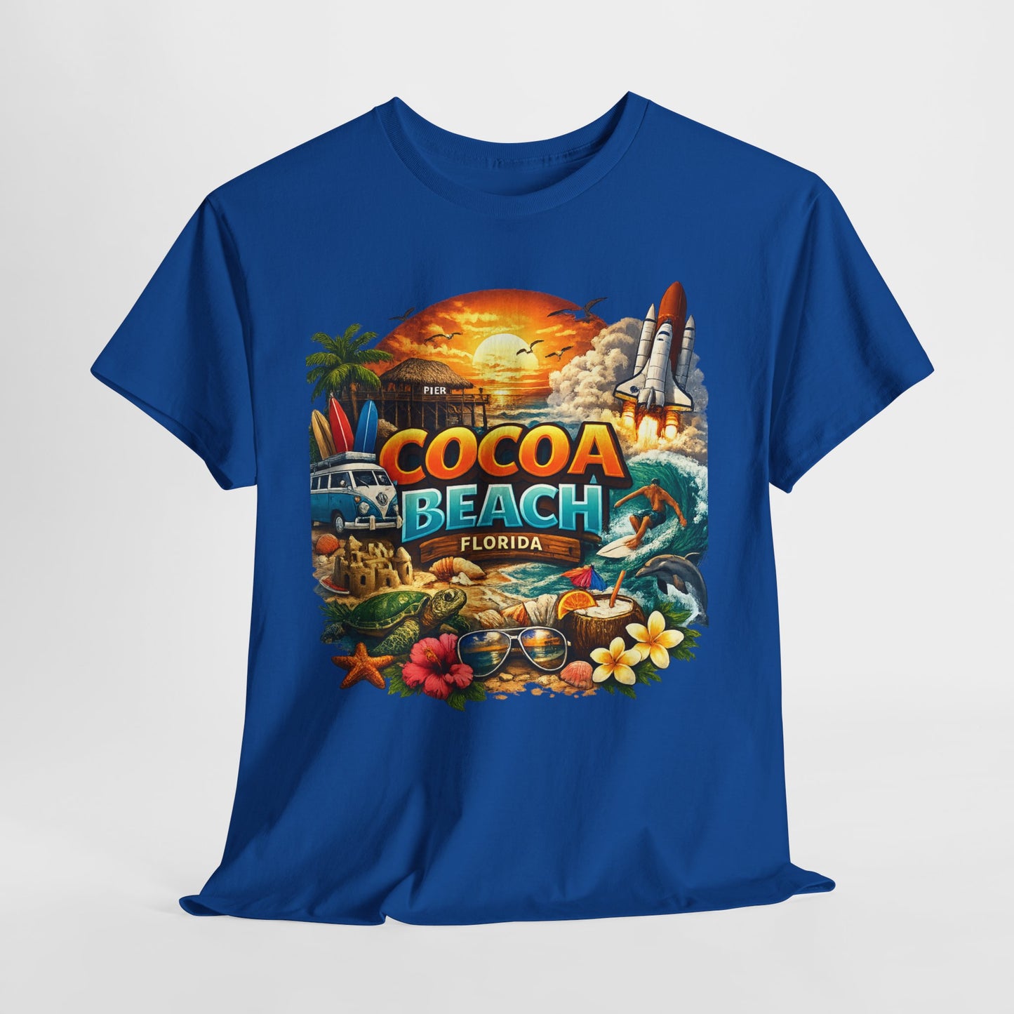 Cocoa Beach Florida Sunset Surf T-Shirt — Retro Beach Vacation Graphic Tee