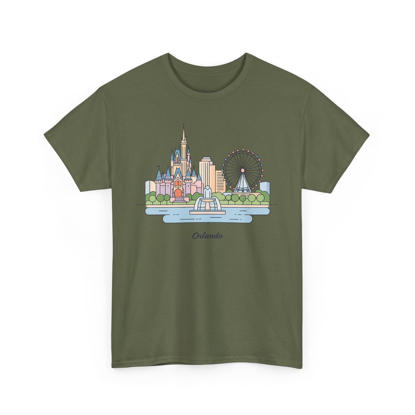 Orlando Skyline T-Shirt — Cute Cityscape Graphic Tee with 'Orlando' Text