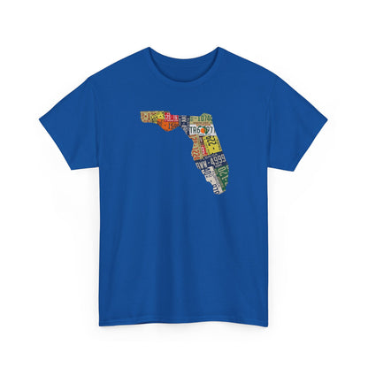Florida License Plate Map T-Shirt — Vintage State Silhouette Tee