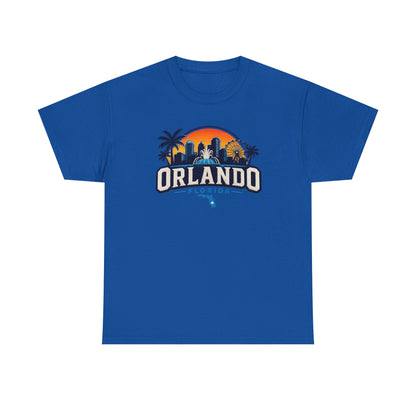 Orlando Florida Sunset T-Shirt — Retro Skyline & Palm Tree Vacation Tee