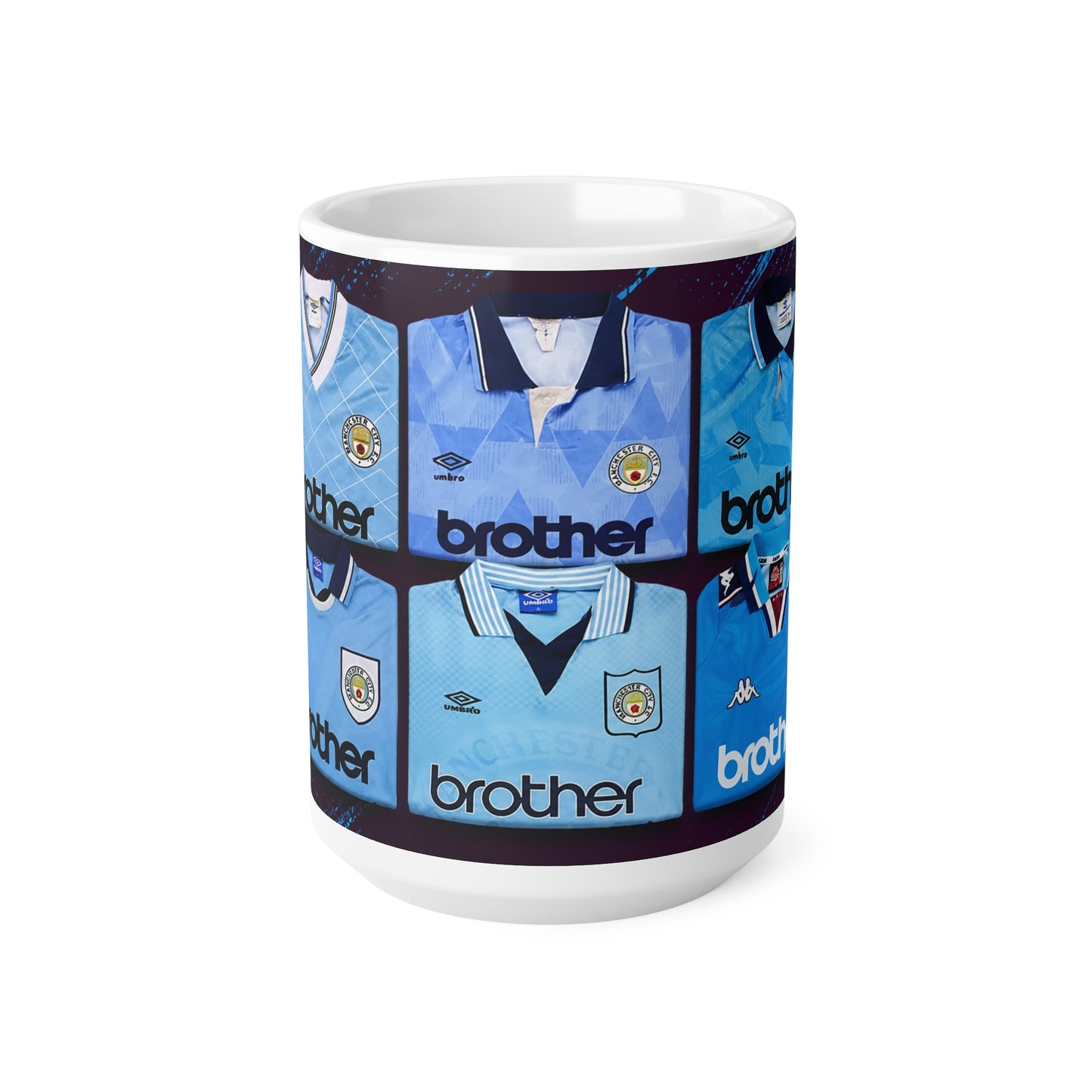 Manchester City Vintage Kit Pattern Coffee Mug — Retro Sky Blue Football Shirt Design, 11oz & 15oz
