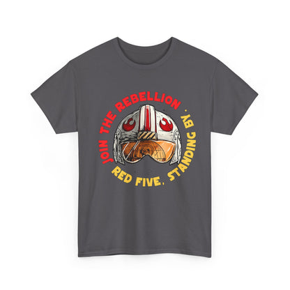 Rebel Pilot T-Shirt — "Join the Rebellion, Red Five" Vintage Helmet Design