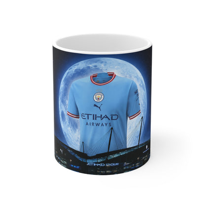 Manchester City Treble Winning Season Shirt Moonlight Ceramic Mug — Blue Jersey Nightscape 11oz/15oz
