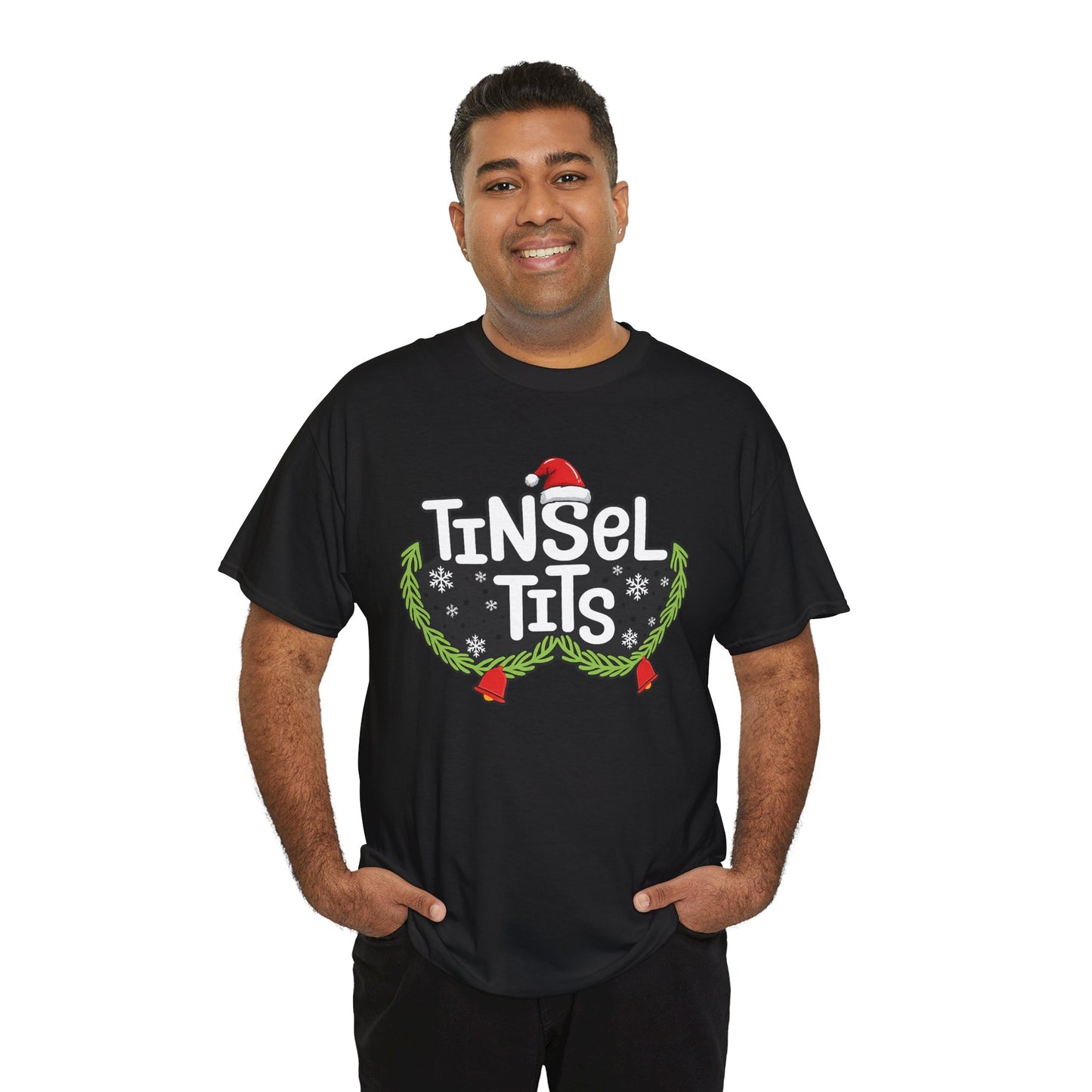 T-Shirt — "Tinsel Tits" Funny Christmas Wreath Holiday Tee