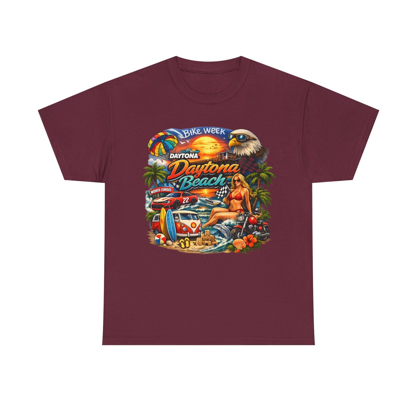 Daytona Beach Vintage Surf T-Shirt — Retro Sunset Palm Beach Tee