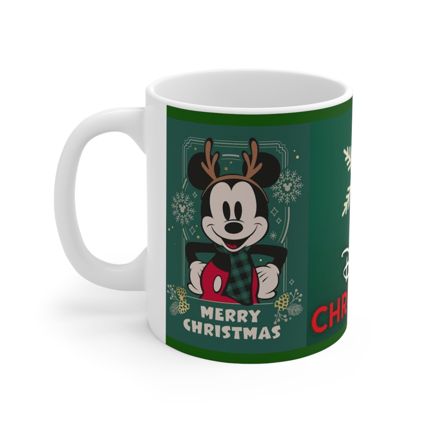 Disney Christmas Mickey Mug — Merry Christmas Ceramic Coffee Cup (11oz & 15oz)