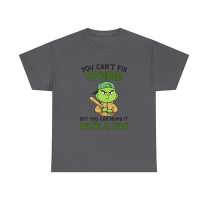 Funny Carpenter T‑Shirt — "You Can't Fix Stupid But You Can Numb It With a 2x4"