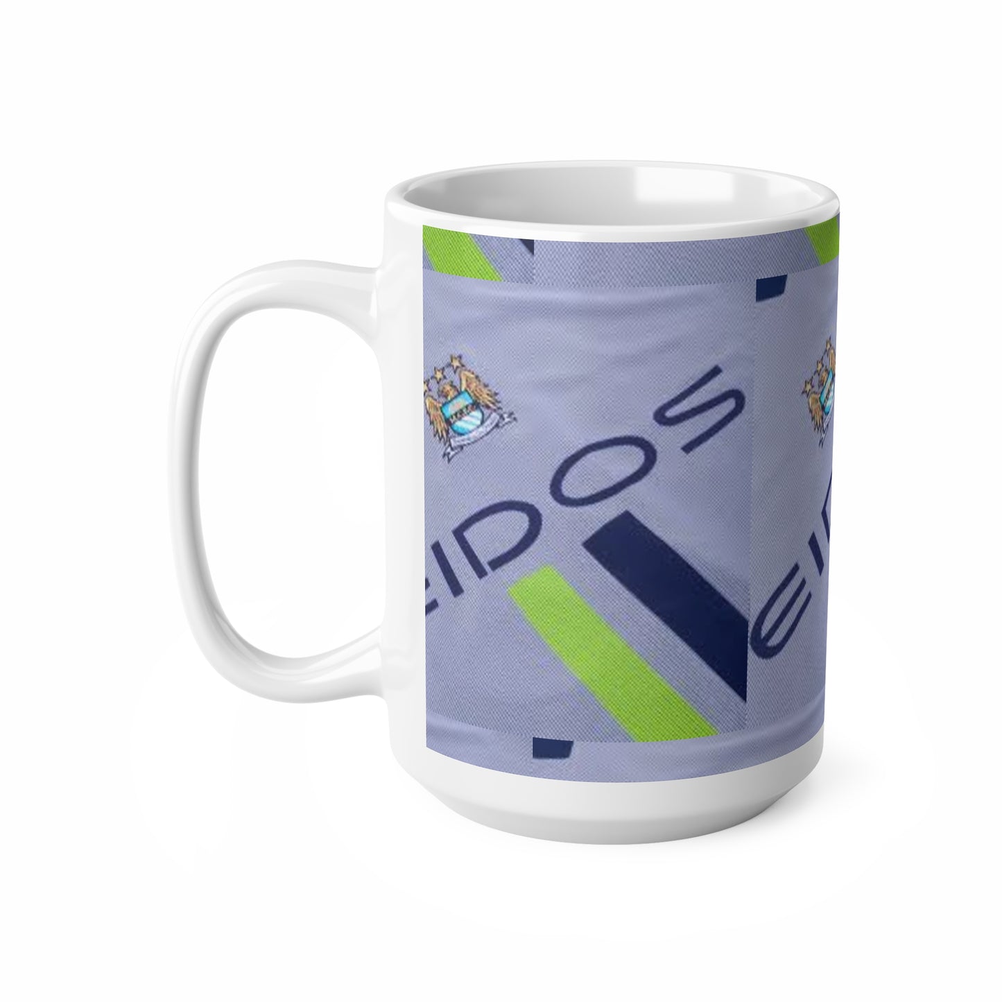 Manchester City 1999 Retro Jersey Pattern Ceramic Coffee Mug — Football Fan Gift (11oz, 15oz)