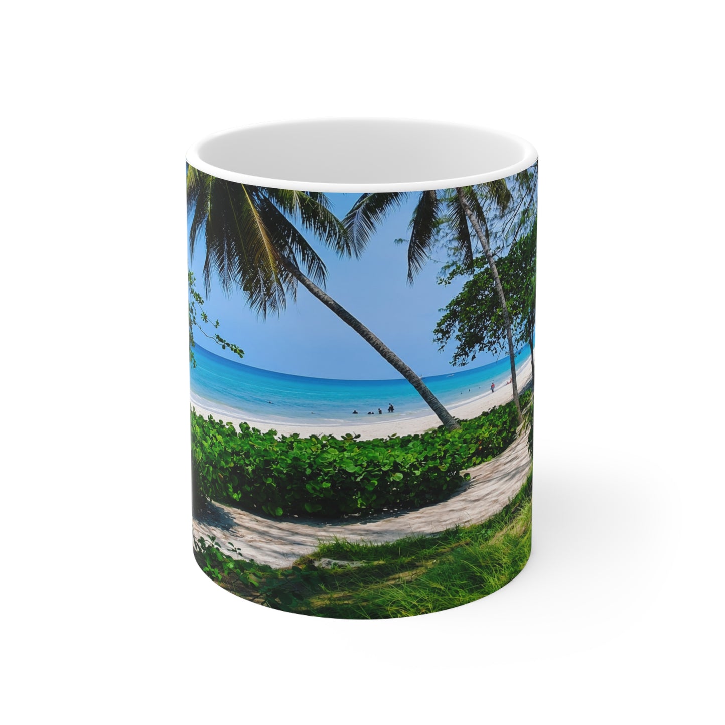 Barbados Tropical Beach Coffee Mug — Scenic Palm Tree Ocean 11oz/15oz