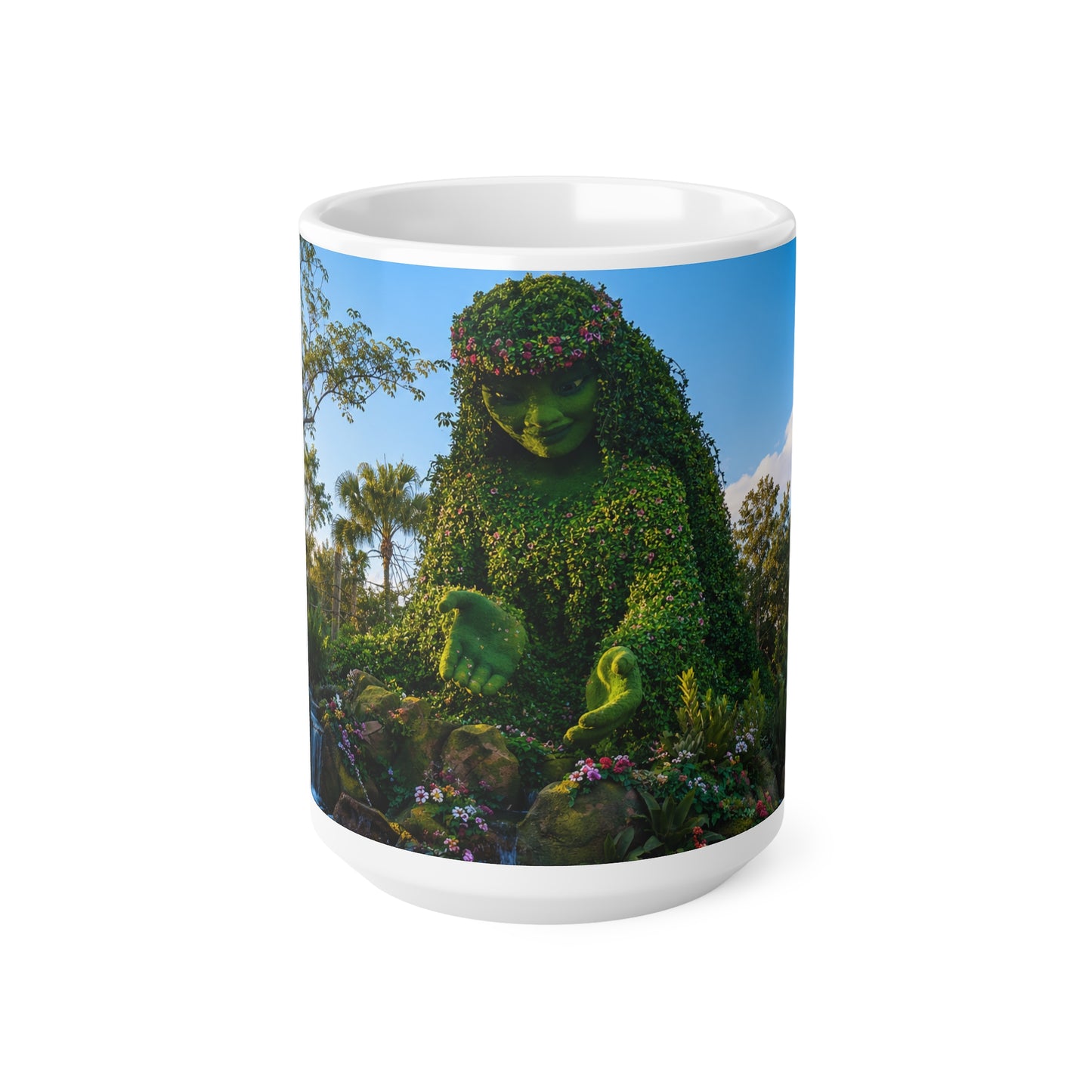 Disney Botanical Garden Mug — Green Topiary Goddess Scenic Ceramic Coffee Cup (11oz/15oz)