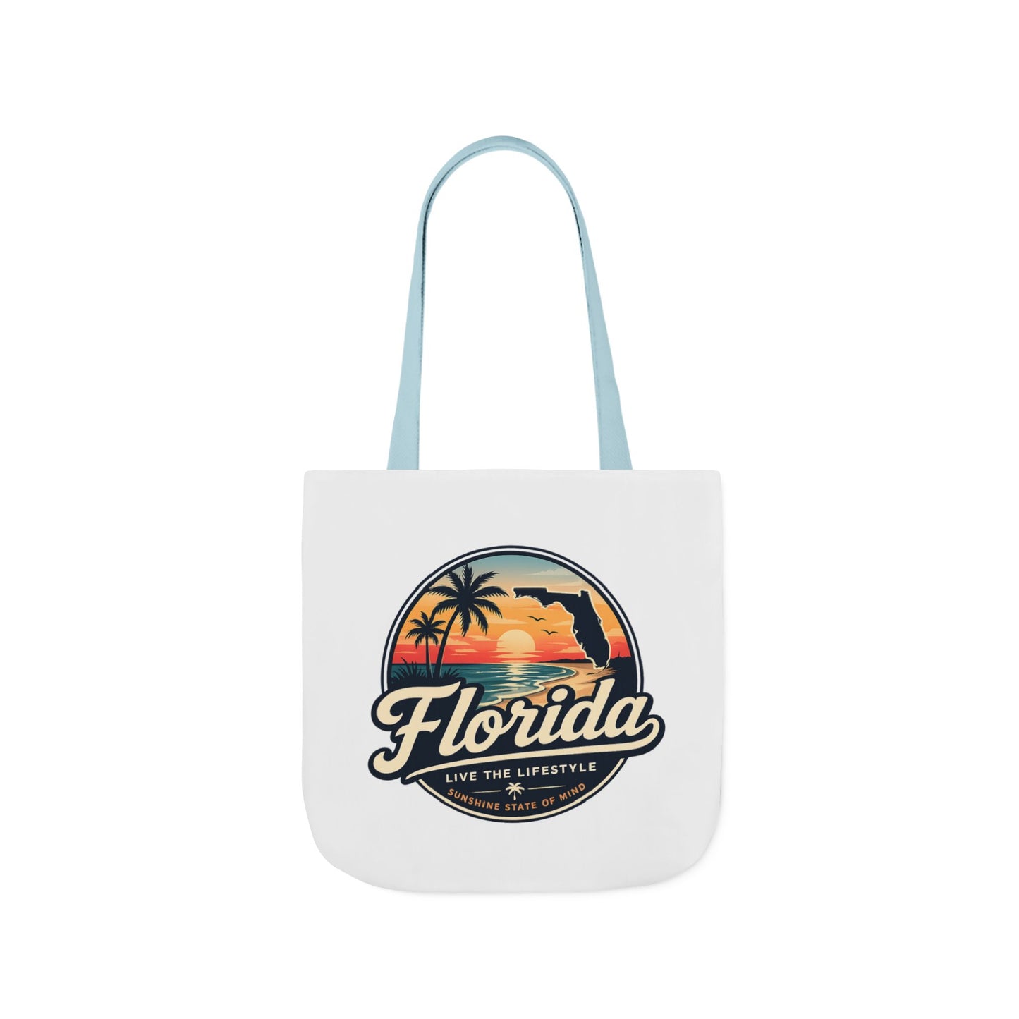 Florida Sunset Canvas Tote Bag — Retro Palm Beach Design